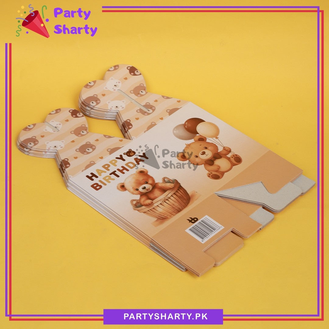 Teddy Bear Theme Goody Boxes Pack of 10 For Teddy Bear Theme Birthday Celebration