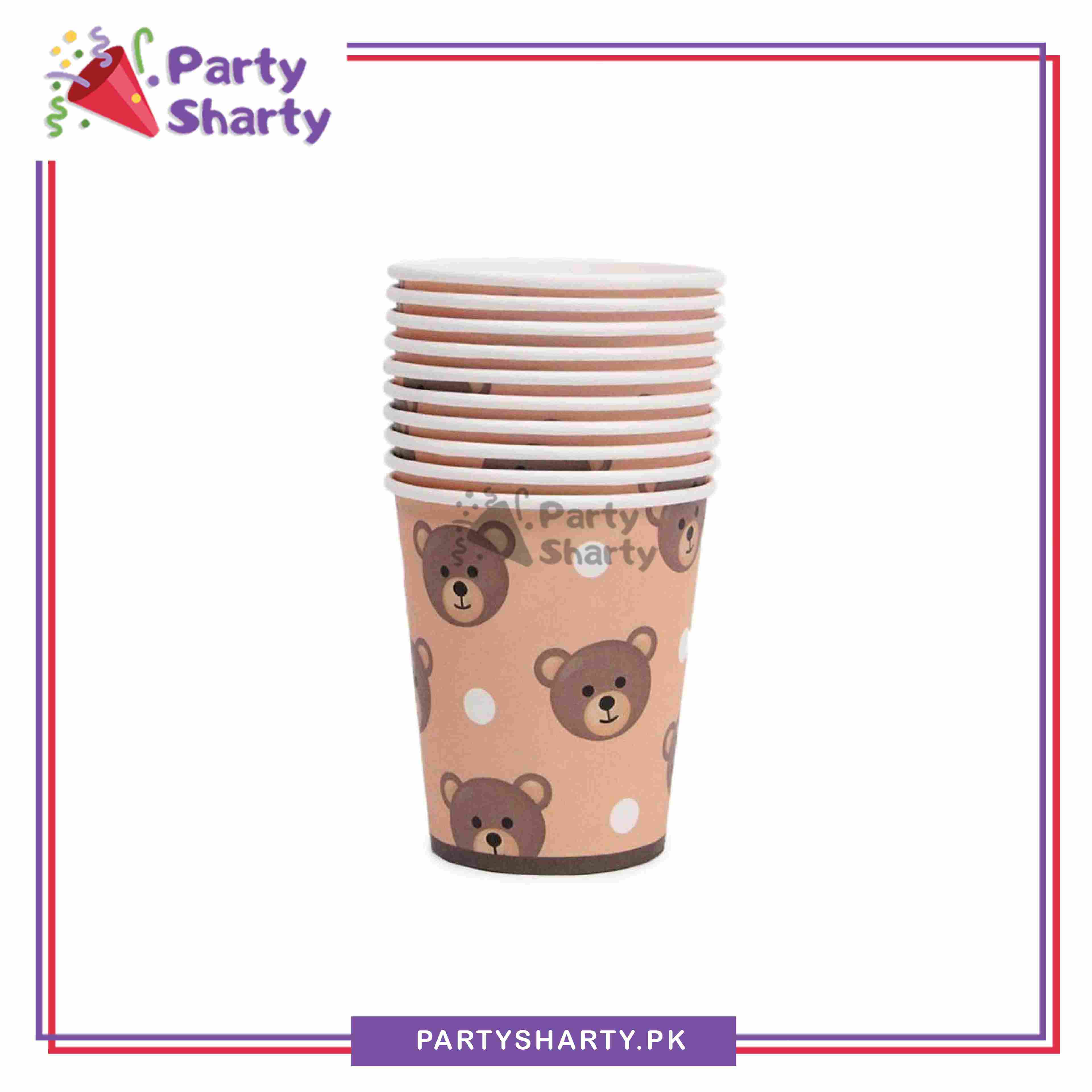 Teddy Bear Theme Paper Cups Pack of 10 for Teddy Bear Theme Party Decoration