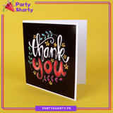 Black Color Card with Thank You in Small Floral Design Greeting Card