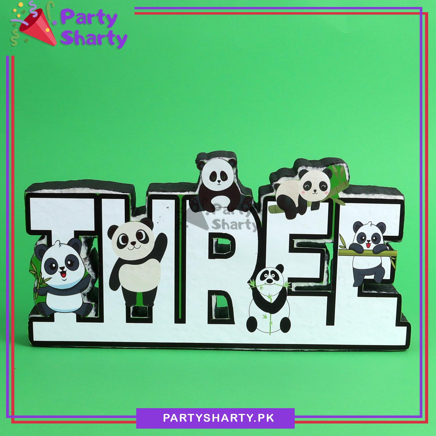 THREE Thermocol Standee For Panda Theme Based Third Birthday Celebration and Party Decoration