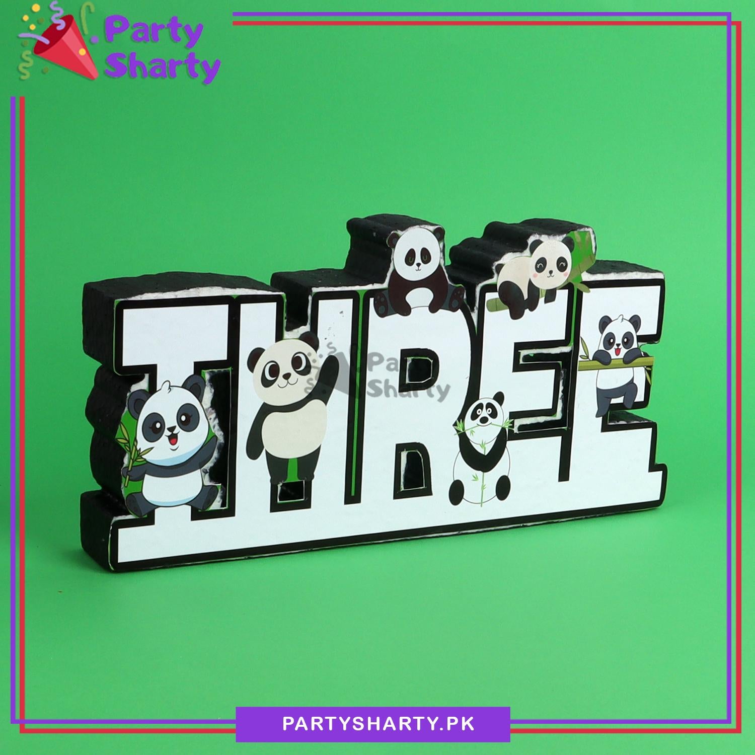 THREE Thermocol Standee For Panda Theme Based Third Birthday Celebration and Party Decoration