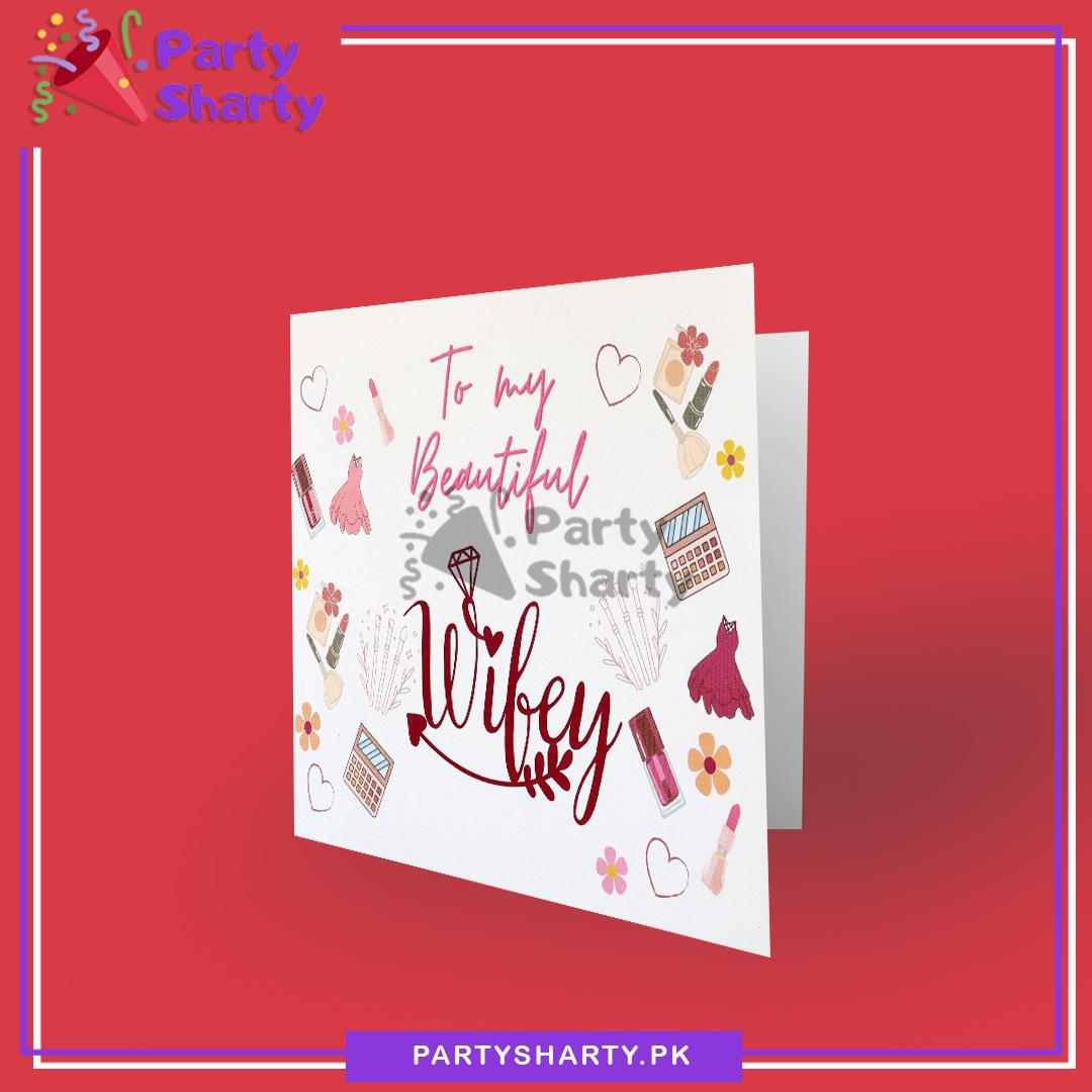 To my Beautiful Wife Heart Design Greeting Card For Wife Birthday Celebration