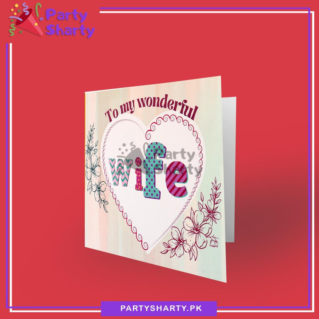 To my Wonderful Wife Heart Design Greeting Card For Wife Birthday Celebration