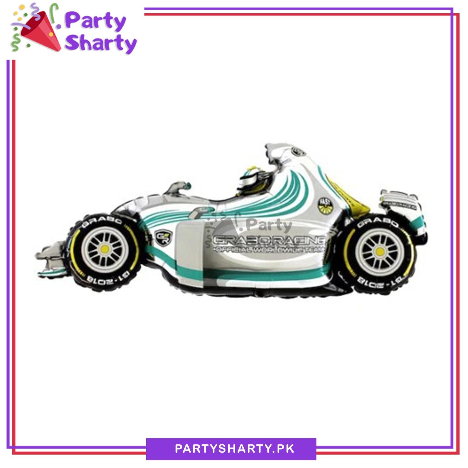 White Color Too Fast Racing Car Foil Balloon For Racing Car Theme Birthday Party Decoration