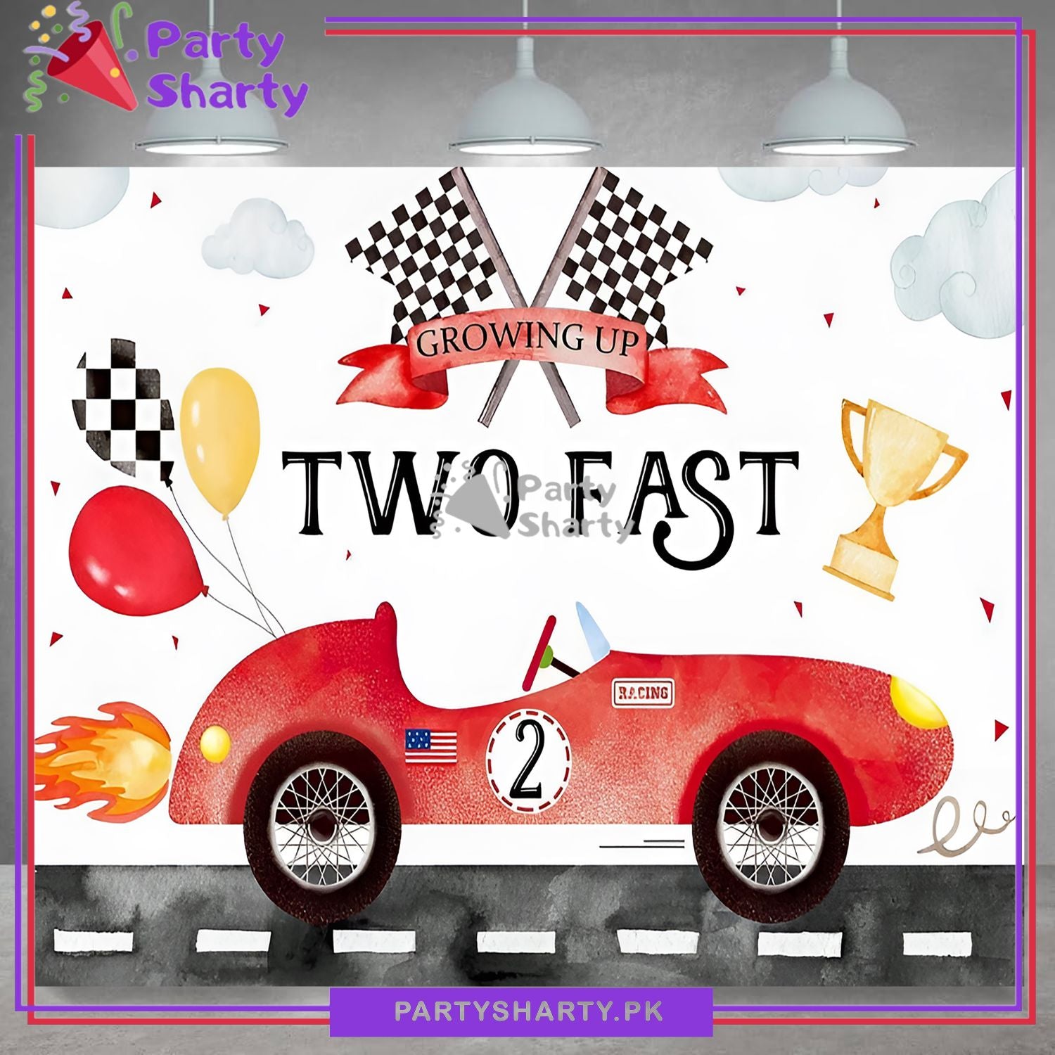 Two Fast Theme Panaflex backdrop For Racing Car Theme Birthday Decoration and Celebration
