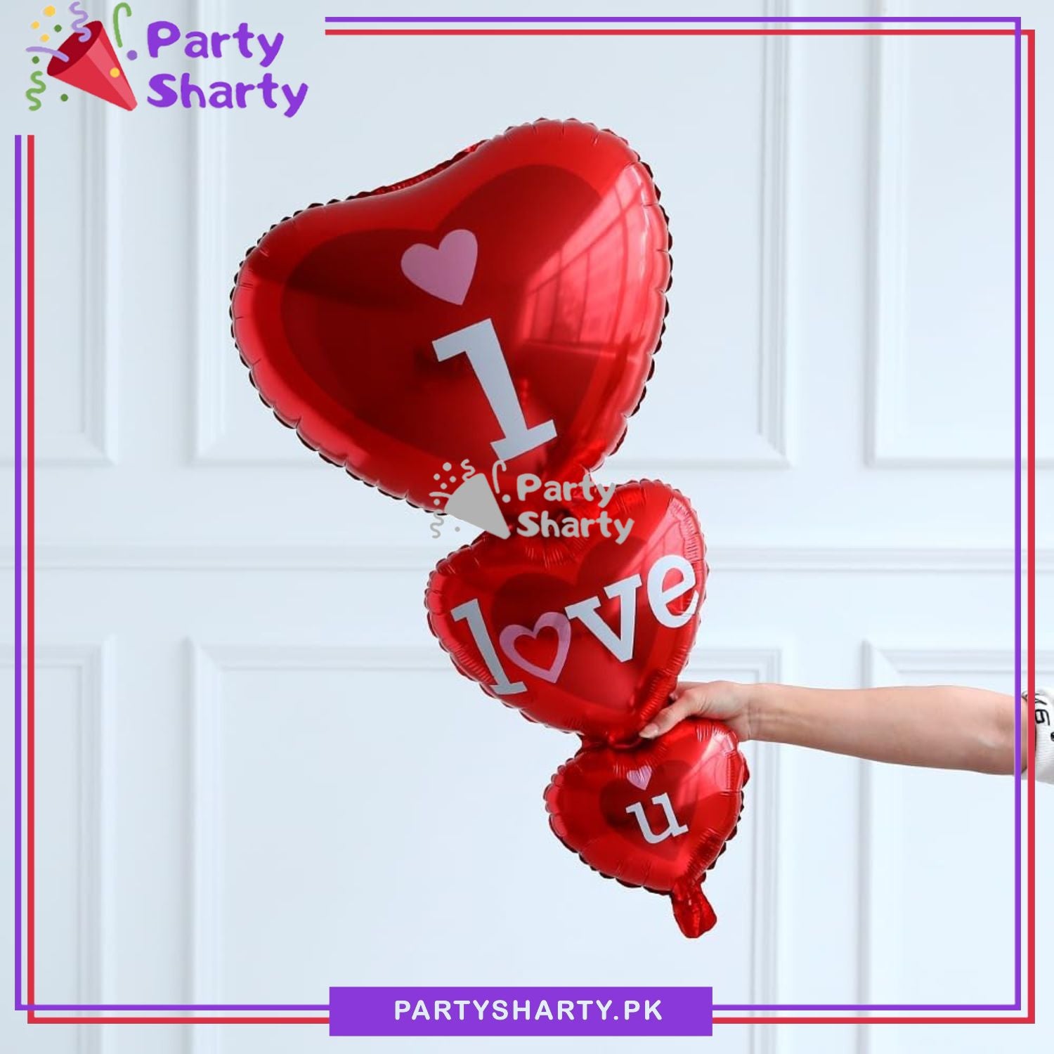 Triplet Hearts Foil with I Love You Printed Foil Balloons For Party Decoration and Celebration