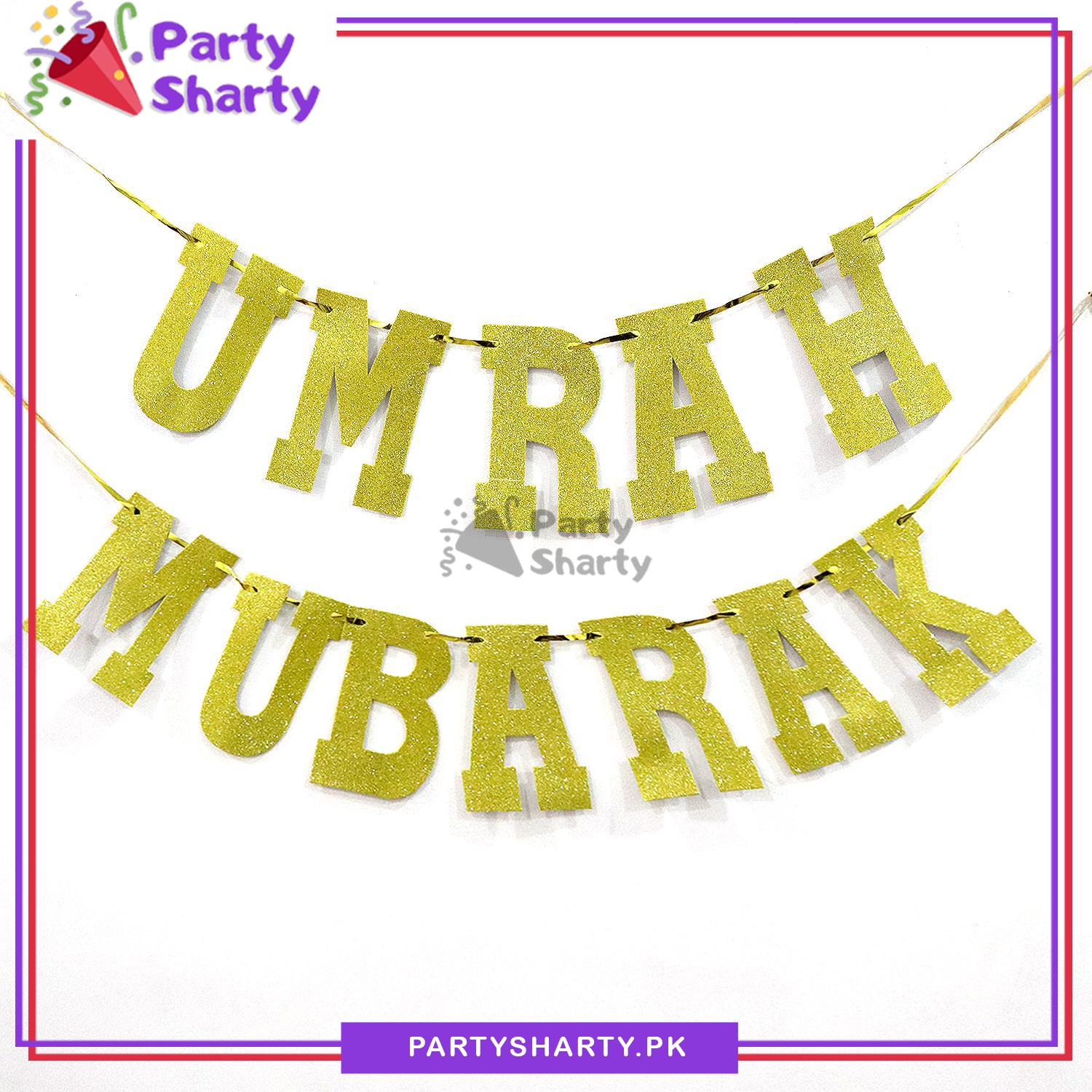 UMRAH MUBARAK Glitter Foamic Banner For Theme Decoration and Celebration