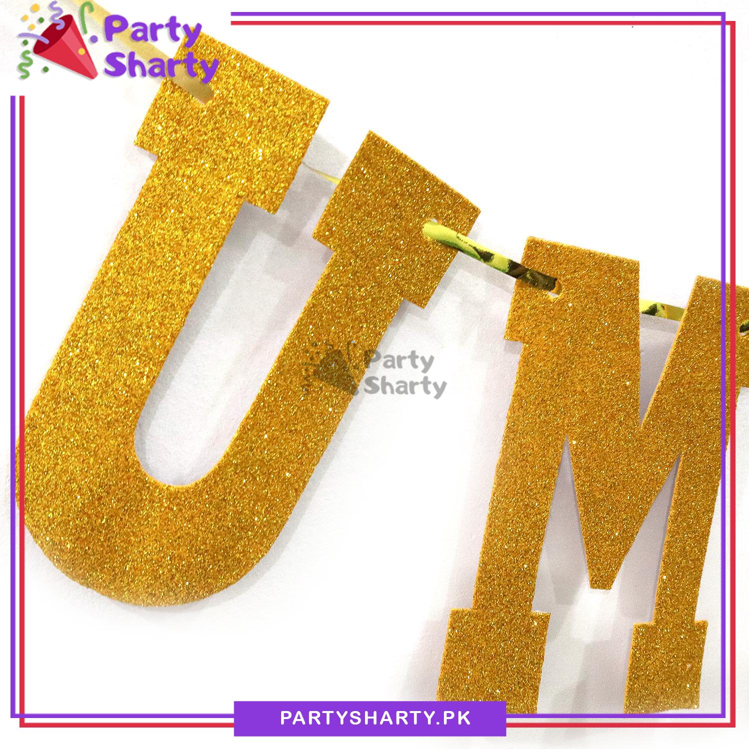 UMRAH MUBARAK Glitter Foamic Banner For Theme Decoration and Celebration