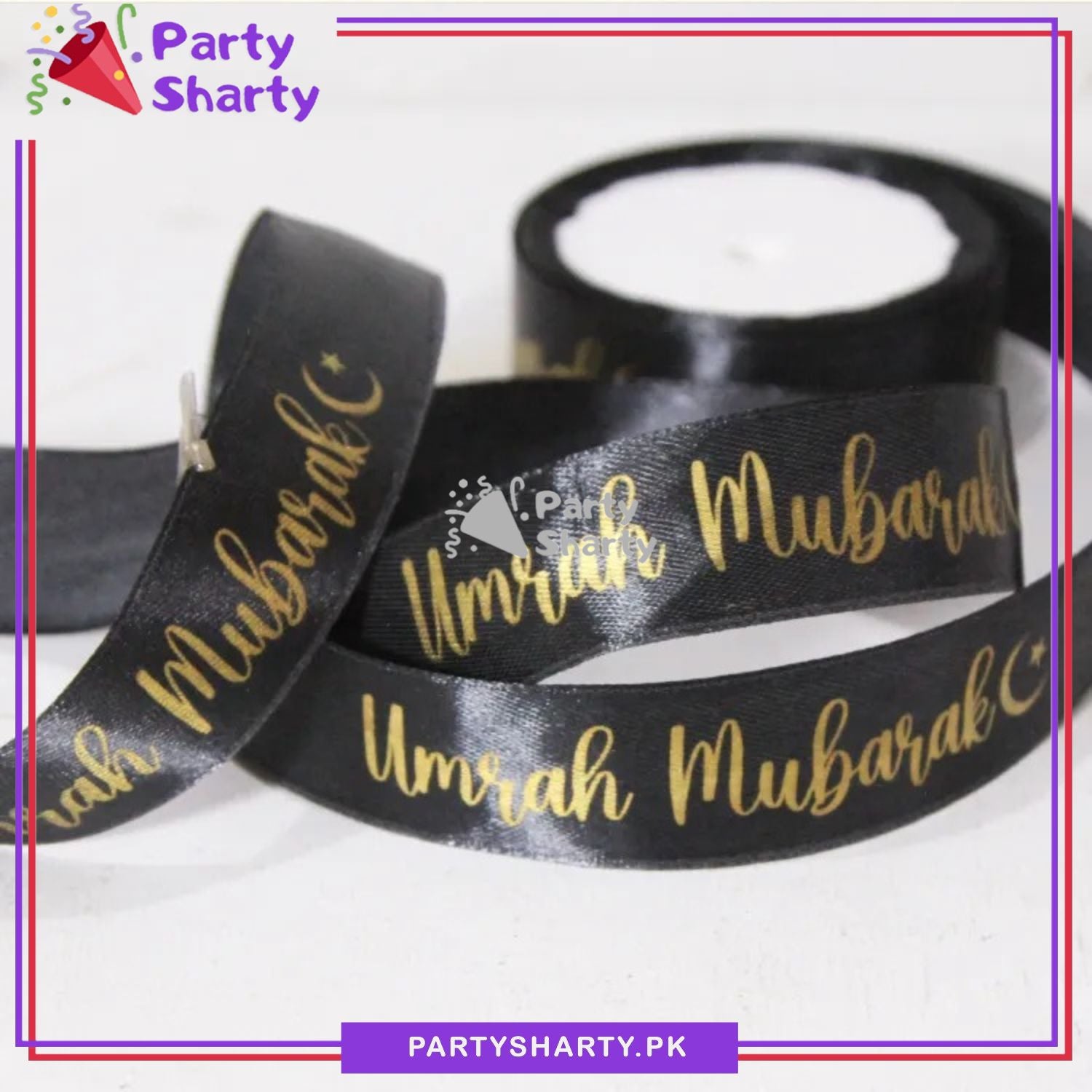 Umrah Mubarak Printed English Ribbon Roll For Umrah and Gift Decoration