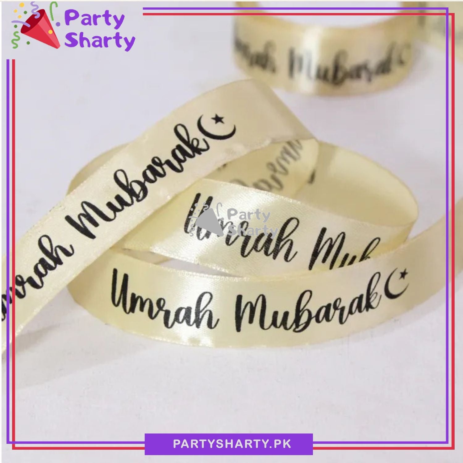 Umrah Mubarak Printed English Ribbon Roll For Umrah and Gift Decoration