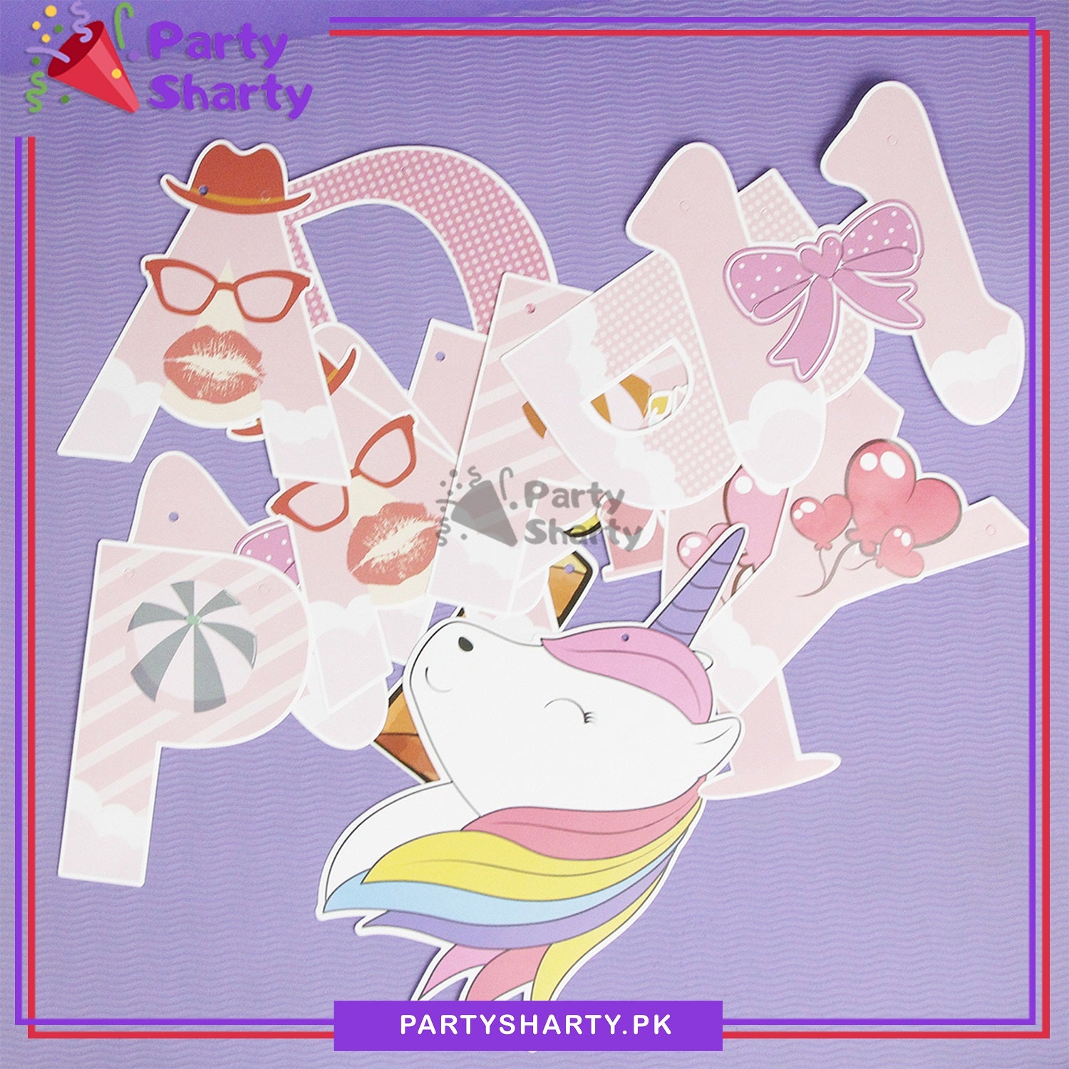 Unicorn Theme Happy Birthday Card Banner For Birthday Decoration and Celebrations