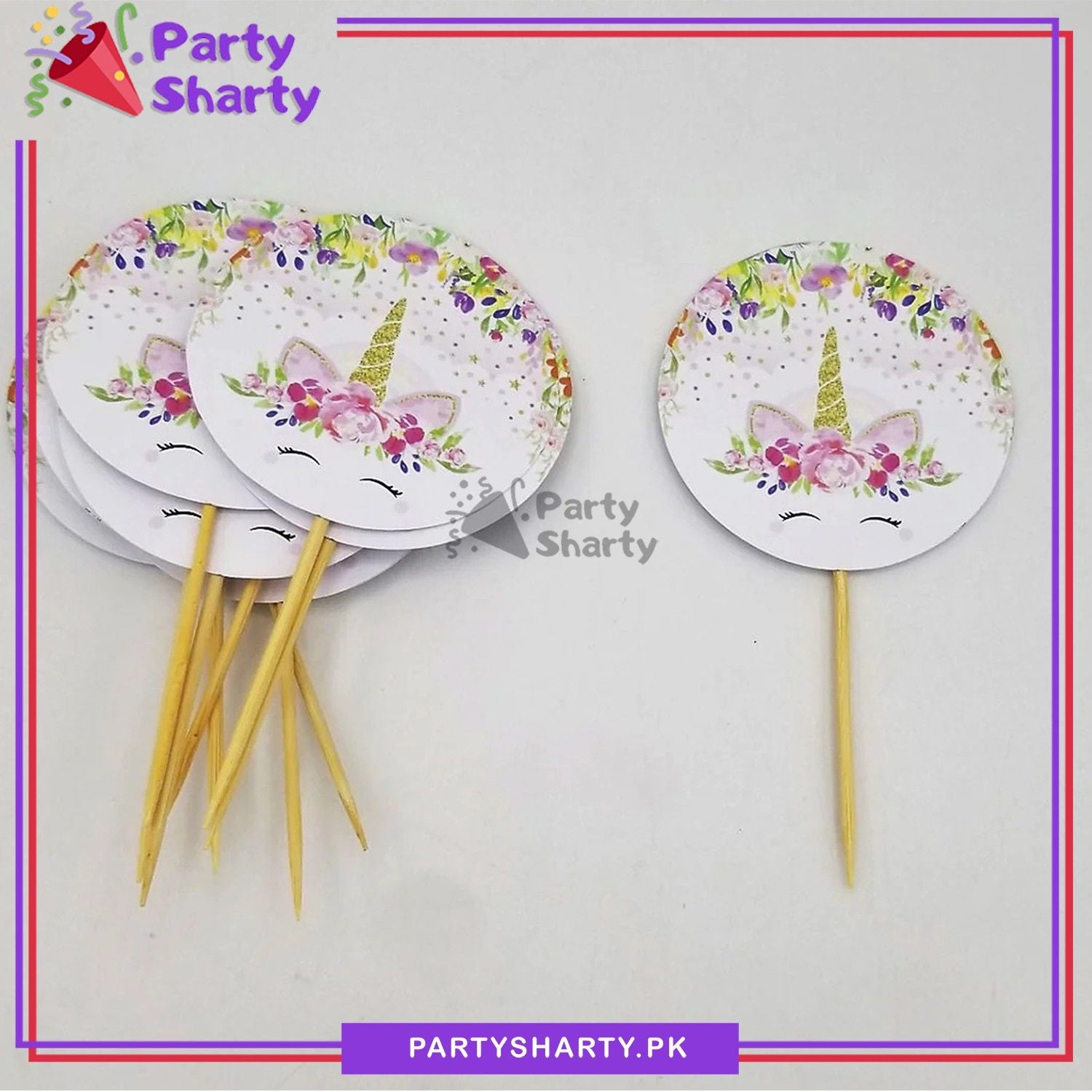 Unicorn Theme Cup Cake Topper for Unicorn Birthday Theme Party and Decoration