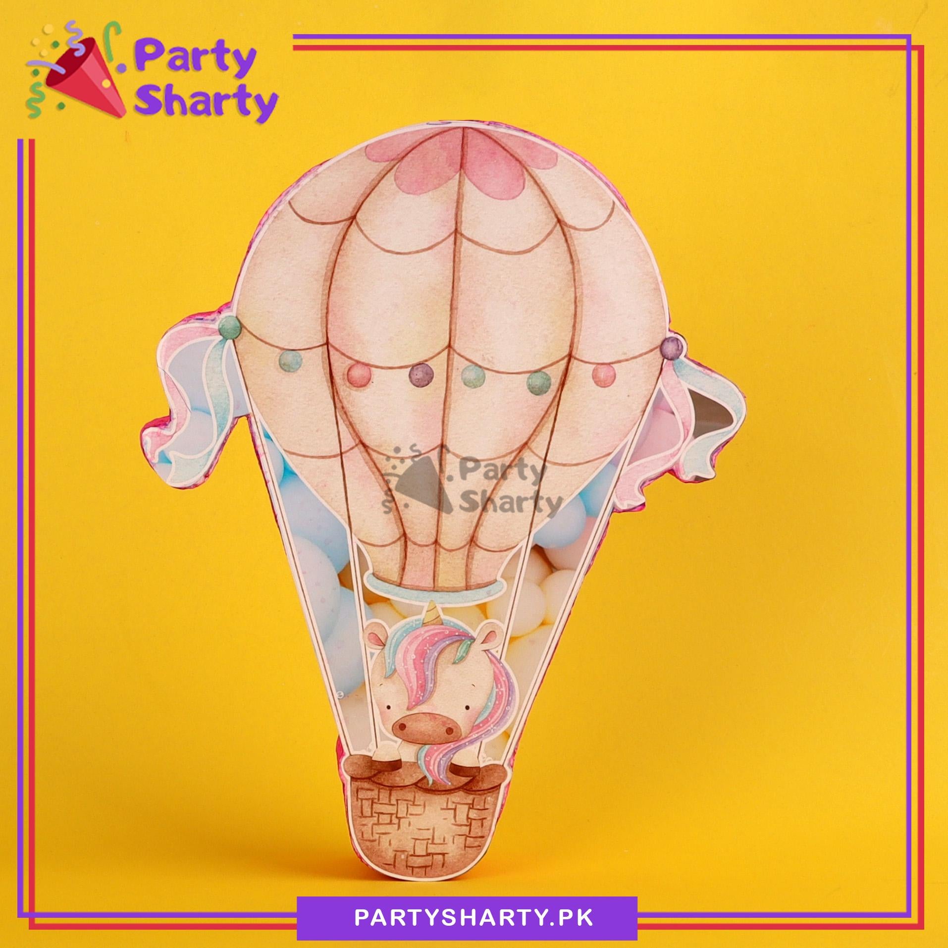 Unicorn In Hot Air Balloon Thermocol Standee For Unicorn Theme Based Birthday Celebration and Party Decoration