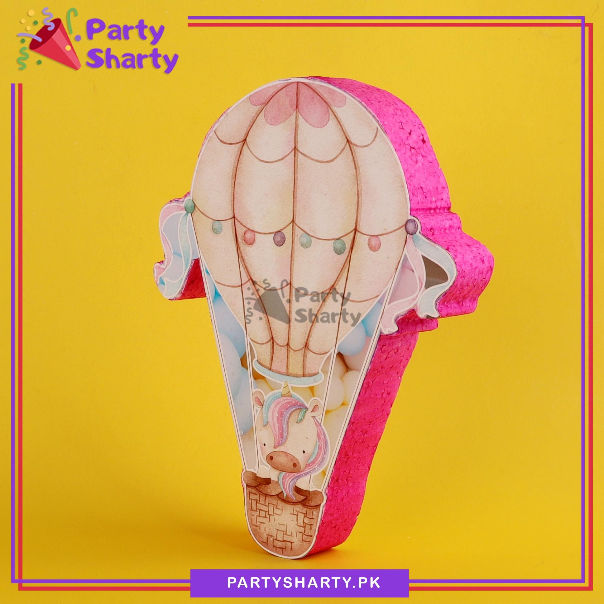 Unicorn In Hot Air Balloon Thermocol Standee For Unicorn Theme Based Birthday Celebration and Party Decoration