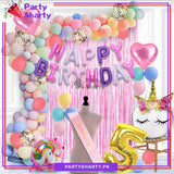 Happy Birthday Multi Unicorn Theme Set For Birthday Decoration and Party Celebrations