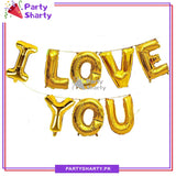 I Love You Letter Foil Banner for Anniversary, Engagement, Wedding Event Decoration