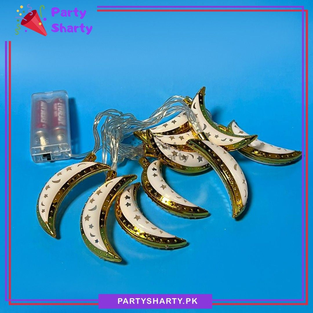 2AA Warm LED 10 Crescent Moon Fairy Light String For Room & Party Decoration