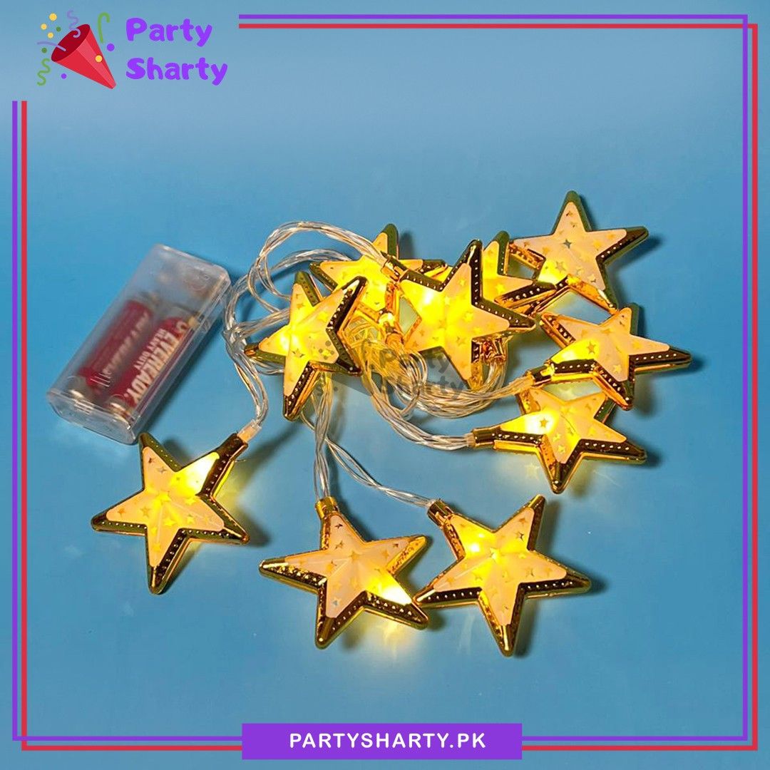 2AA Battery Operated 10 Star Warm LED Fairy Light For Ramadan & Eid Decoration