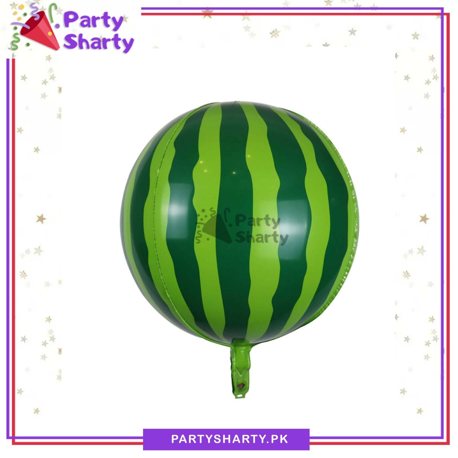 Watermelon Print 4D ORBZ Foil Helium Balloon For Fruit Theme Decoration & Celebration