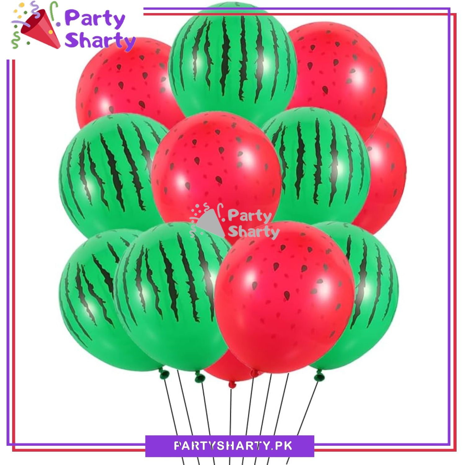 Watermelon Printed Latex Balloons Pack of 10 for Summer / Pool Party Themed Party Decoration