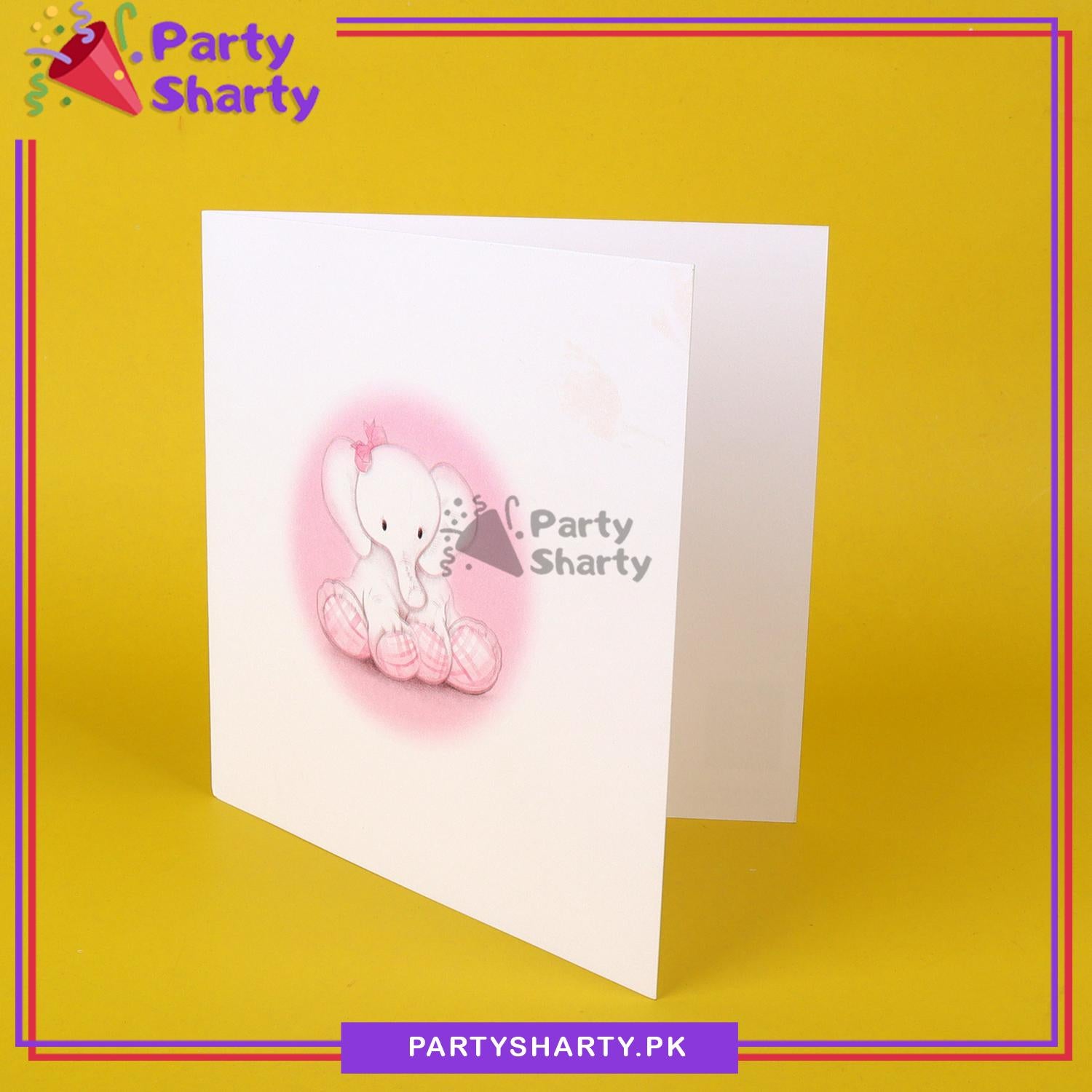 Beautiful Pink Round with Baby Elephant Design Greeting Card For Welcome Baby