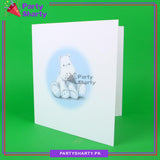 Beautiful Blue Round with Baby Hippo Design Greeting Card For Welcome Baby