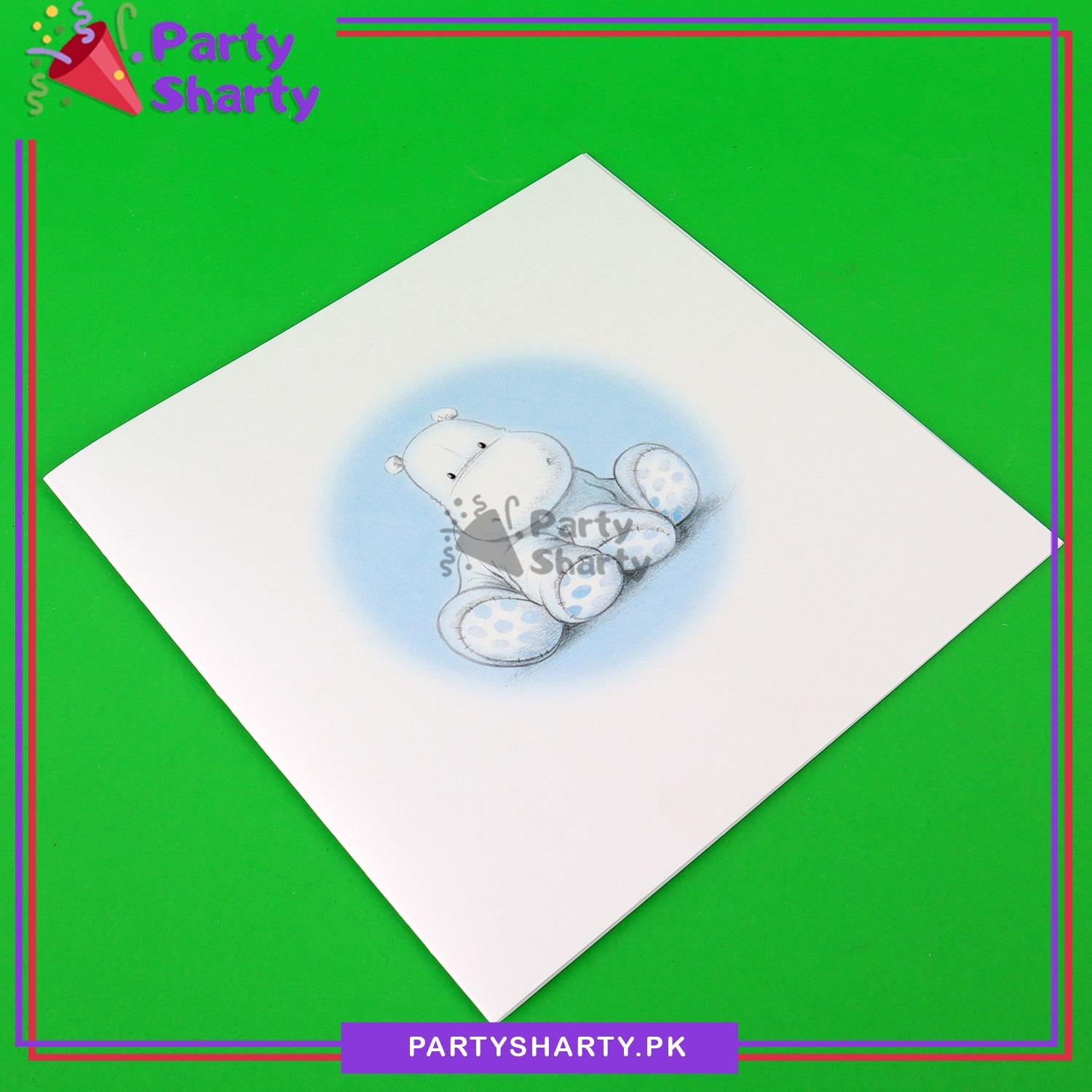 Beautiful Blue Round with Baby Hippo Design Greeting Card For Welcome Baby
