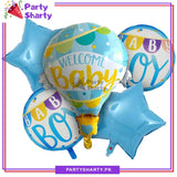 5pcs/Set Welcome Baby Hot Air Foil Balloon for Baby Shower, Gender Reveal Event and Decoration
