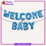 Welcome Baby Letter Foil Balloon With Printed Mini Hearts Banner for Baby Shower, Gender Reveal Event & Decoration