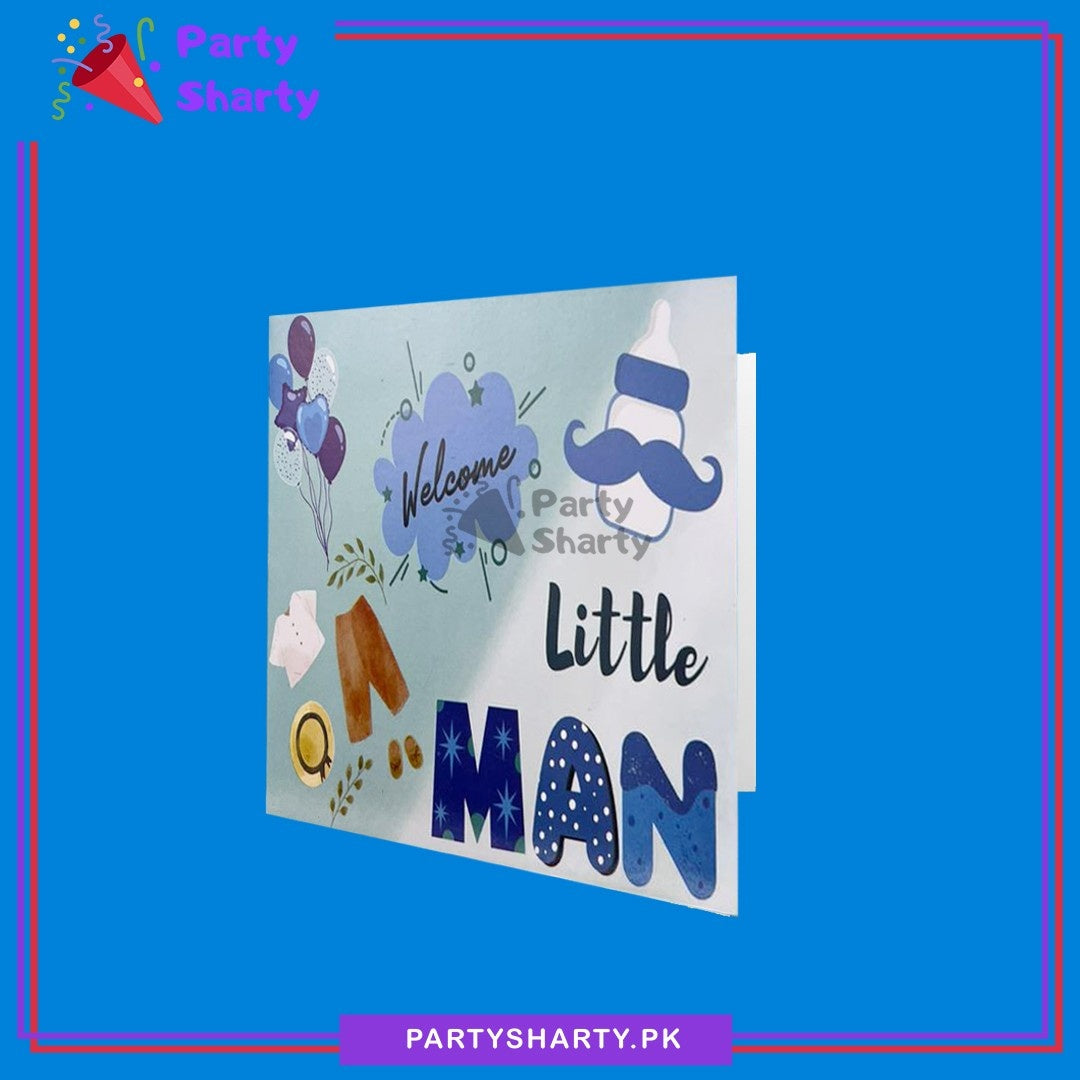 Welcome Little Man With Feeder & Balloons Printed Design Greeting Card