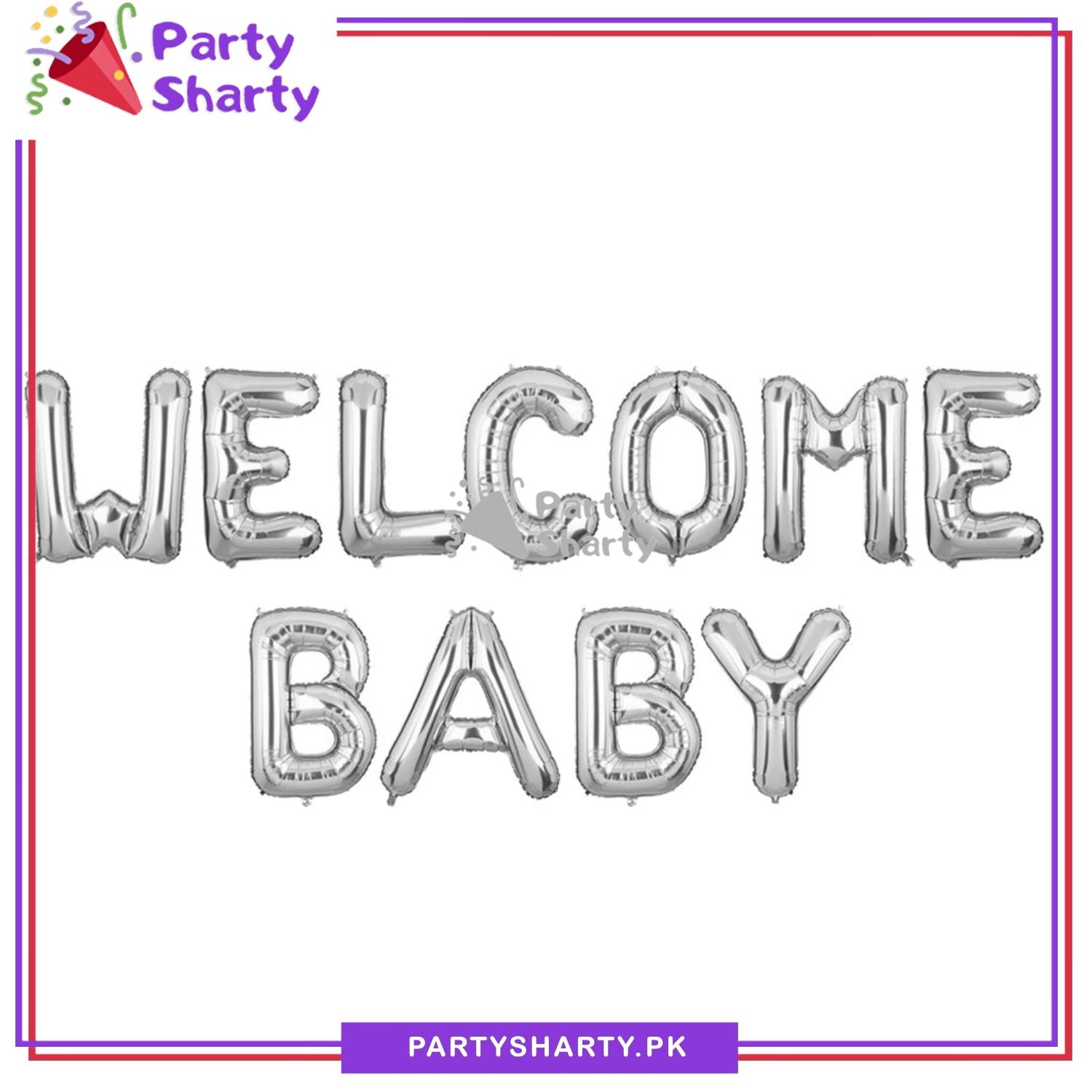 Welcome Baby Letter Foil Balloon Banner for Baby Shower, Gender Reveal Event and Decoration