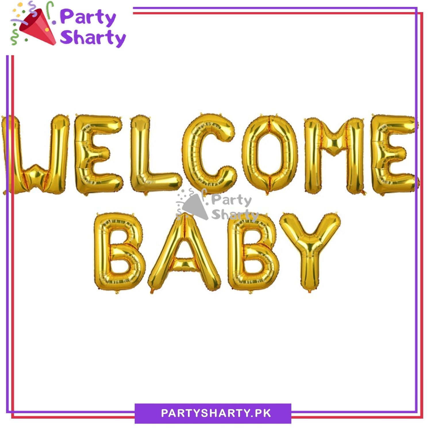 Welcome Baby Letter Foil Balloon Banner for Baby Shower, Gender Reveal Event and Decoration