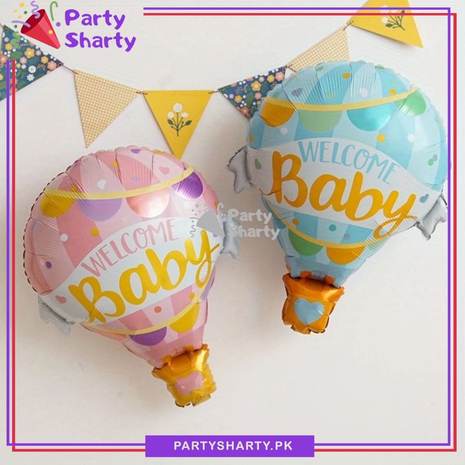 Welcome Baby Hot Air Foil Balloon for Baby Shower, Gender Reveal Event and Decoration