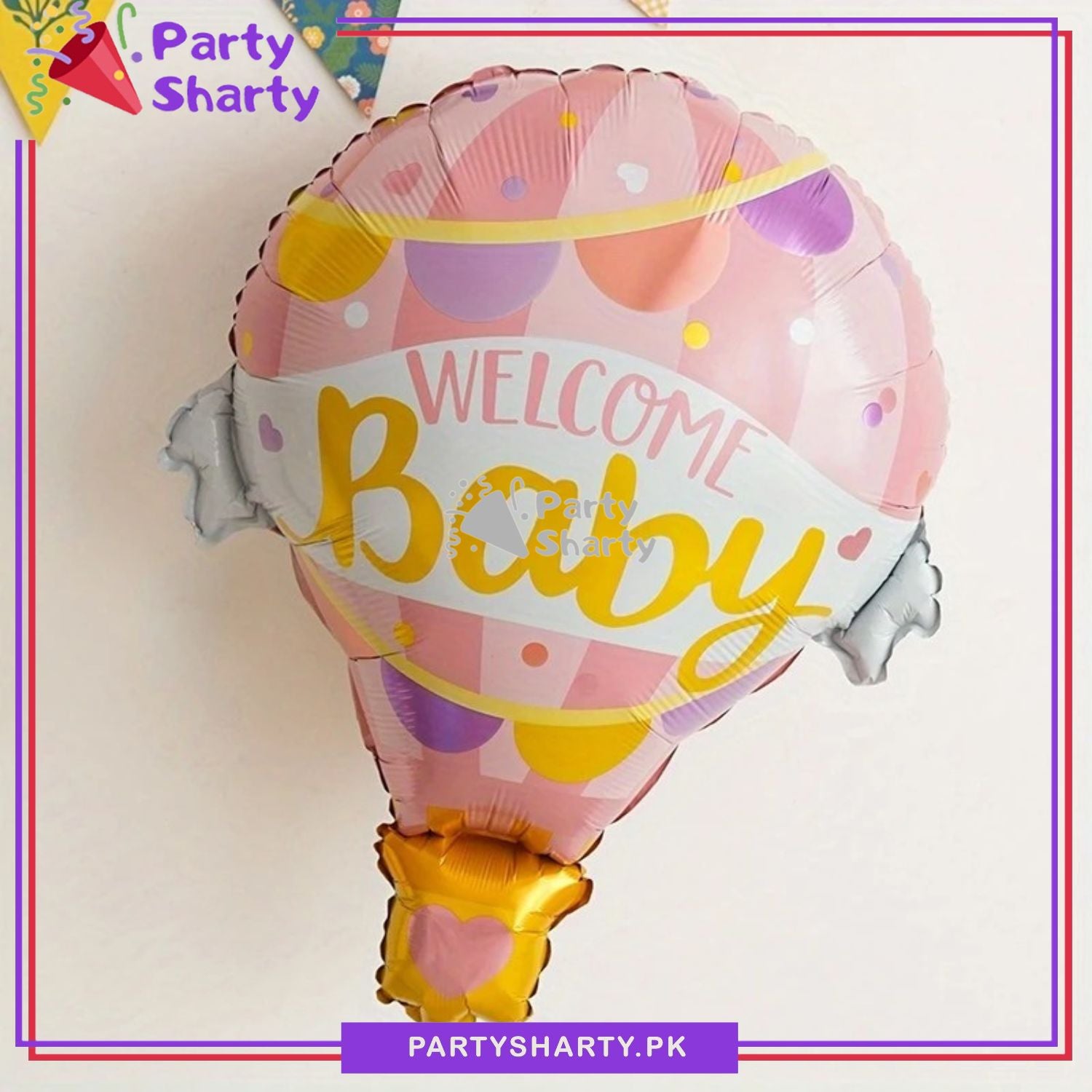 Welcome Baby Hot Air Foil Balloon for Baby Shower, Gender Reveal Event and Decoration