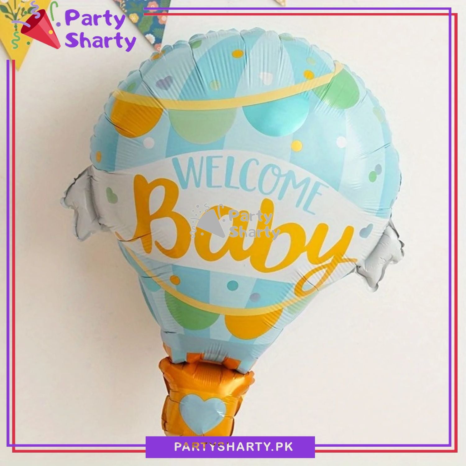 Welcome Baby Hot Air Foil Balloon for Baby Shower, Gender Reveal Event and Decoration
