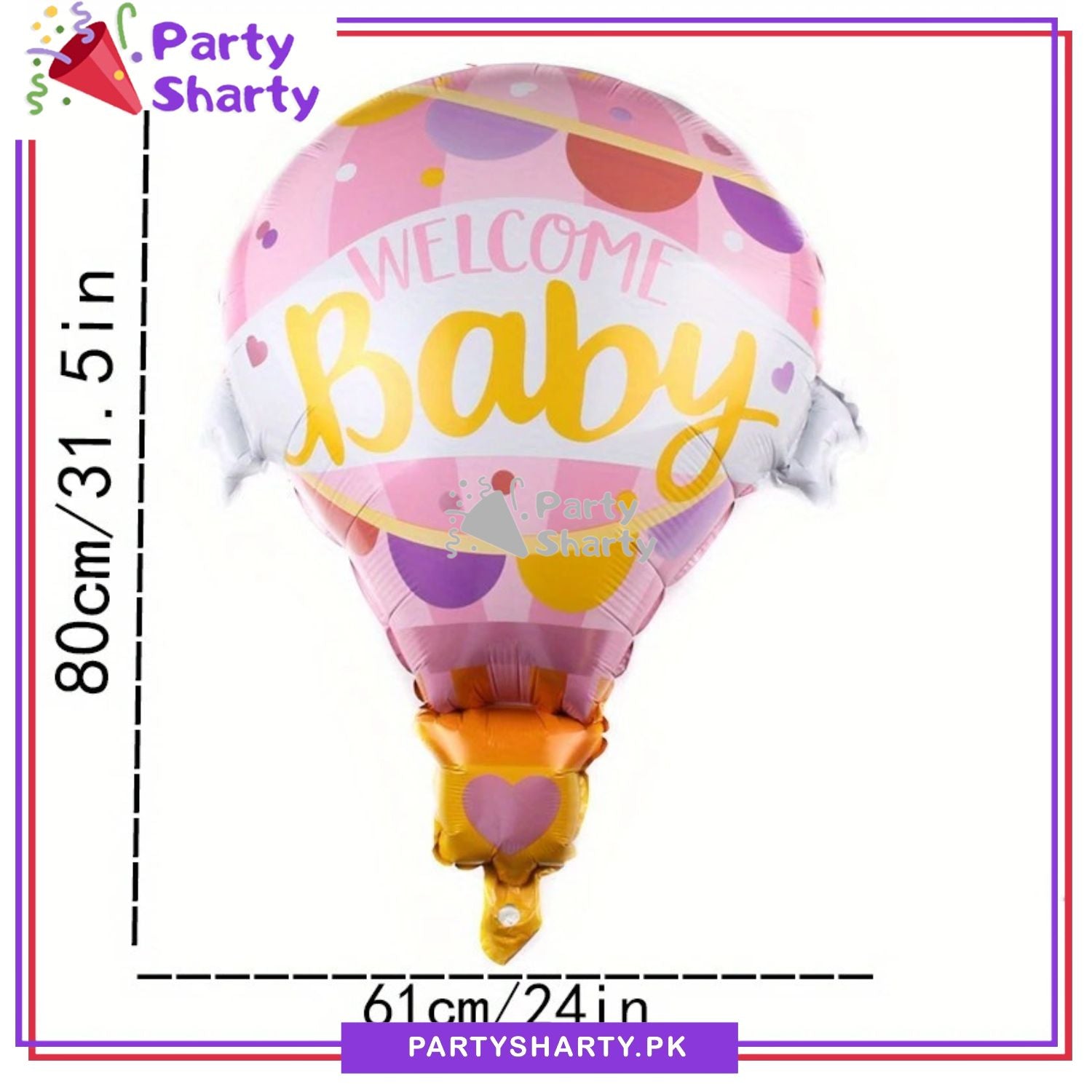 Welcome Baby Hot Air Foil Balloon for Baby Shower, Gender Reveal Event and Decoration