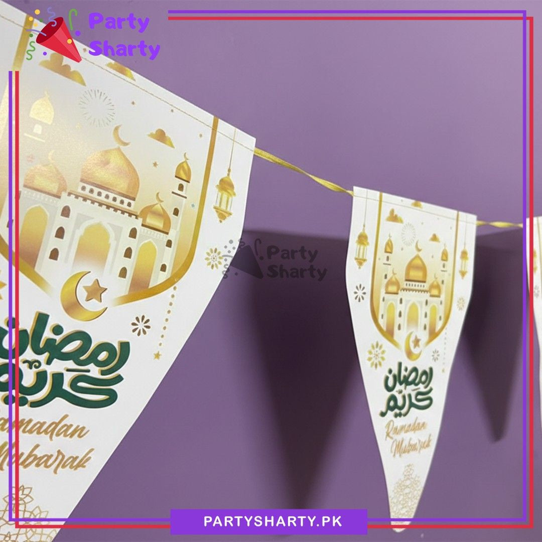 White Ramadan Kareem Party Flags Pack of 10 For Ramadan Decoration
