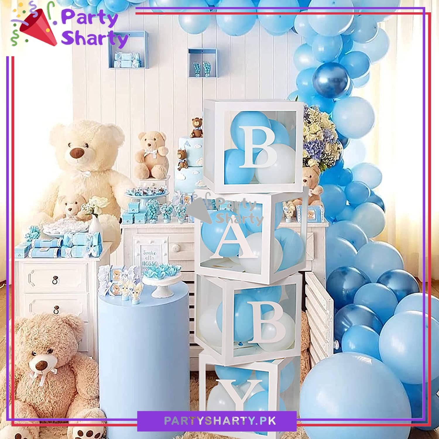 thumbnail image 2 of 4pcs Baby Box Decoration Transparent Cardboard Gift Balloon Boxes Girl Boy Party 2 of 11