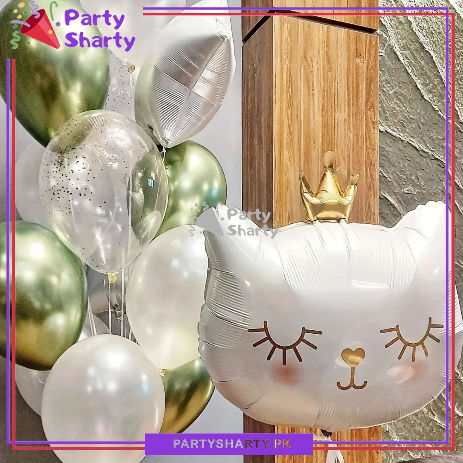 White Crown Cat Foil Balloons For Theme Party Decoration and Celebration