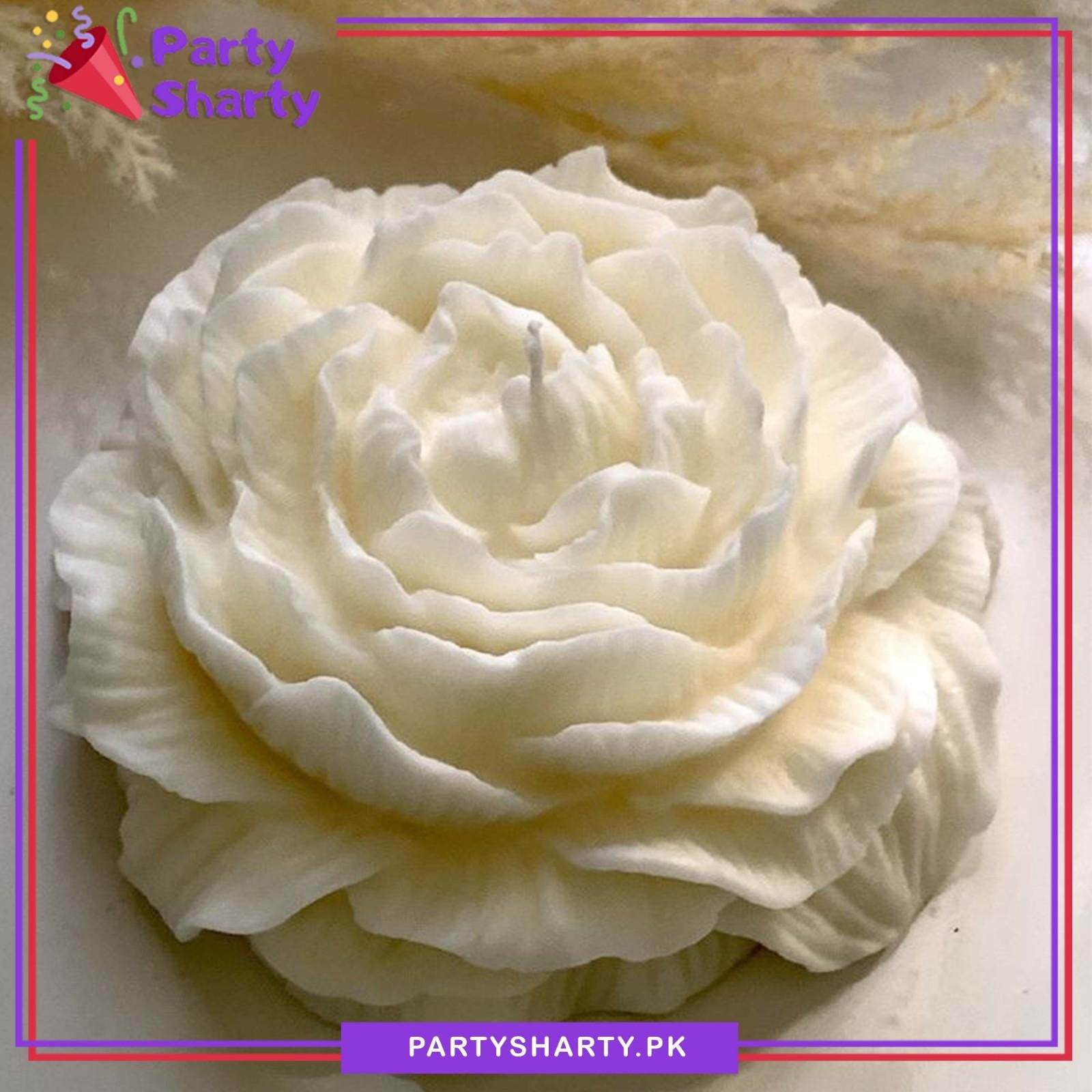 White Peony Flower Shape Scented Candle For Room Decoration