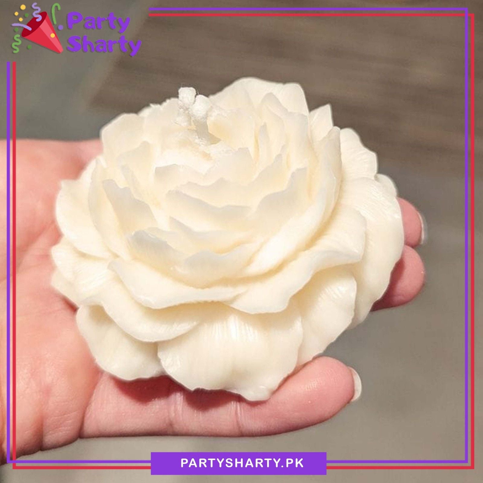 White Peony Flower Shape Scented Candle For Room Decoration