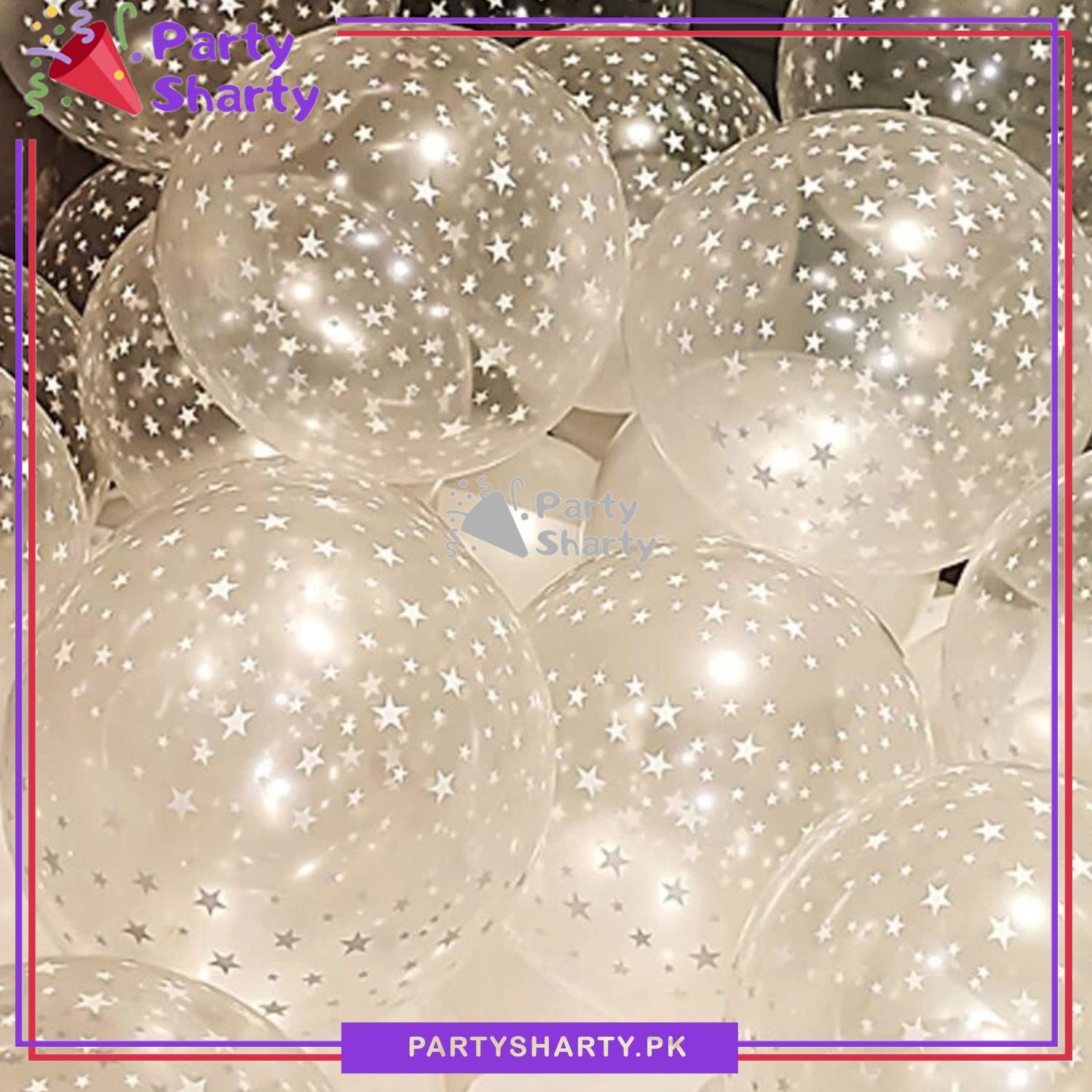 White Star Printed Transparent Latex Balloons For Birthday Parties Decoration