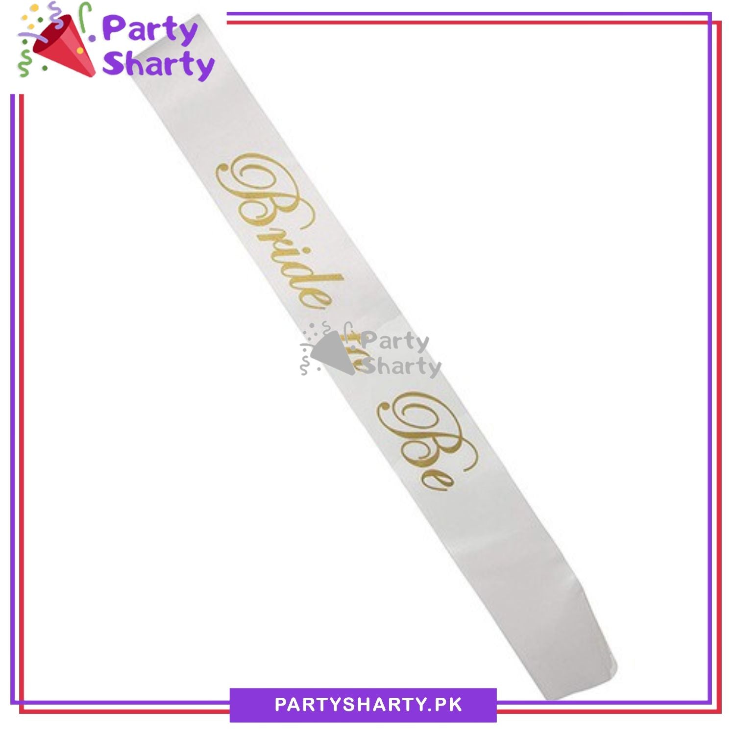White with Glitter Golden Bride To Be Sash For Bridal Shower Event and Celebration