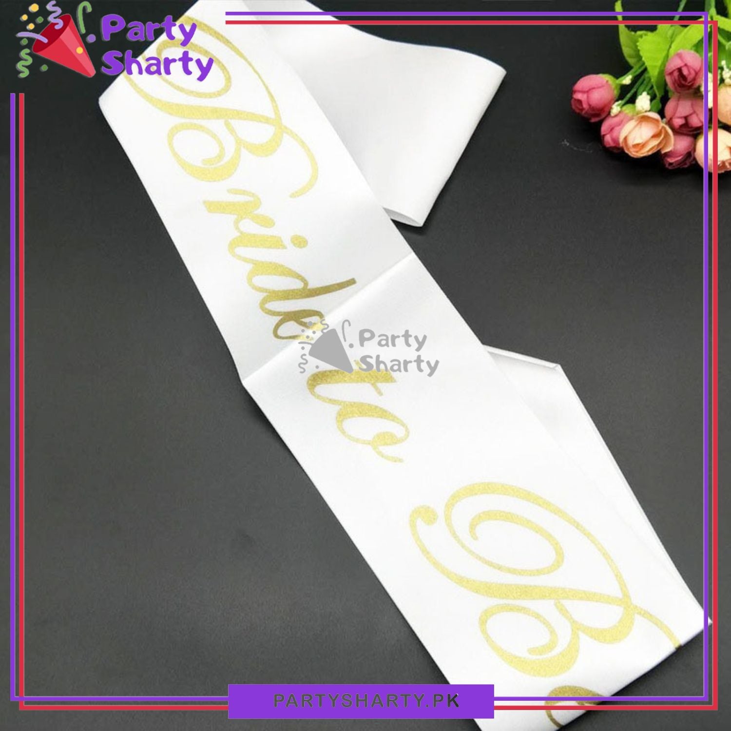 White with Glitter Golden Bride To Be Sash For Bridal Shower Event and Celebration