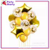 14 Pcs Confetti Decorative Party Balloons Set (Star, Heart Shaped & Confetti Filled Latex Party Balloons Set) For Birthday and Event