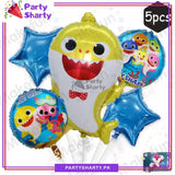 Baby Shark Cartoon Foil Balloon Set - 5 Pieces
