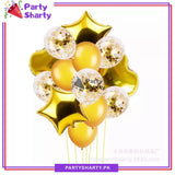 14 Pcs Confetti Decorative Party Balloons Set (Star, Heart Shaped & Confetti Filled Latex Party Balloons Set) For Birthday and Event