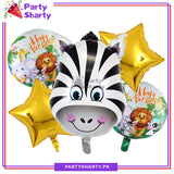5pcs/set Zebra Head Theme Foil Balloons For Jungle / Safari / Wild One Theme Birthday Party Decoration and Celebration