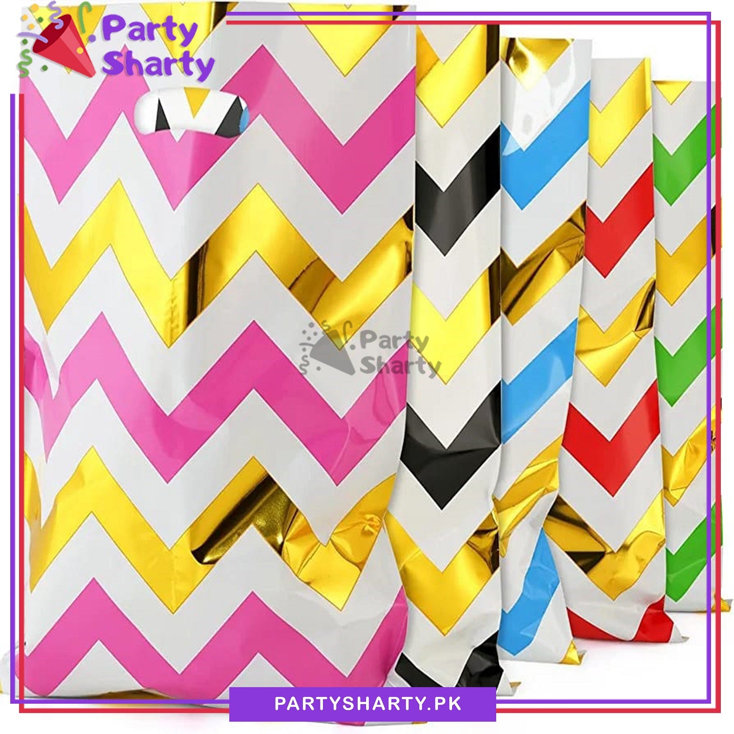 Zigzag Multi Color Theme Goody Bags for Birthday Party Decoration and Celebration