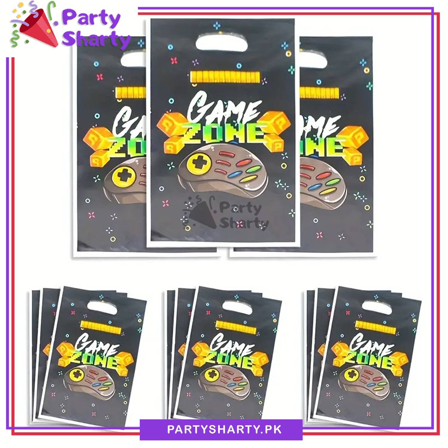 Game Zone Party Favor Bags For Gaming Theme Loot Bags (Pack of 10)